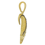 10k Yellow Gold Solid Shiny Crocodile Pendant // 2"