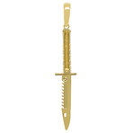 10k Yellow Gold Solid Shiny Sword Pendant // 2.5"
