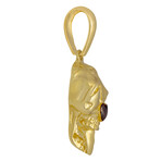 10k Yellow Gold Solid Shiny Skull Pendant II // 1.375" // Gold + Black