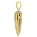 10k Yellow Gold Solid Textured Double Axe Shield Pendant // 2"