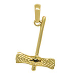 10k Yellow Gold Solid Shiny Double Axe Reversible Pendant // 1.375"
