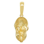 10k Yellow Gold Solid Shiny Skull Pendant II // 1.375" // Gold + Black