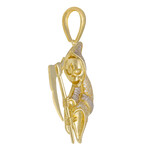 10k Yellow Gold + Cubic Zirconia Angel of Death Reaper Solid Two-Tone Pendant // 2"