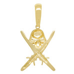 10k Yellow Gold Solid Skull Pirate Sword Pendant // 1.5"