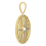 10k Yellow Gold + 10k White Gold Solid Round Armor Shield Pendant // 1.75"