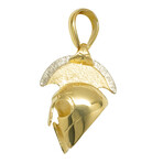 10k Yellow Gold Slid Warrior Helmet Pendant // 1.5"