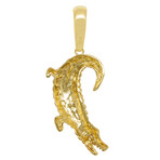 10k Yellow Gold Solid Shiny Crocodile Pendant // 2"