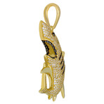 10k Yellow Gold + Cubic Zirconia Solid Shark Pendant // 2"