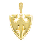 10k Yellow Gold Solid Double Shield Pendant // 1.75"