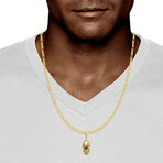 10k Yellow Gold Solid Shiny Skull Pendant II // 1.375" // Gold + Black