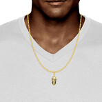 10k Yellow Gold Solid Shiny Skull Pendant III // 1.375" // Gold + Black