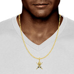 10k Yellow Gold Solid Skull Pirate Sword Pendant // 1.5"