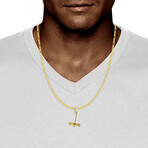 10k Yellow Gold Solid Shiny Double Axe Reversible Pendant // 1.375"