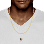 10k Yellow Gold Solid Two-Tone Axe Pendant II // 2.375" // Gold + Black