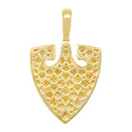 10k Yellow Gold Solid Double Shield Pendant // 1.75"