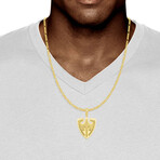 10k Yellow Gold Solid Double Shield Pendant // 1.75"