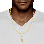 10k Yellow Gold Solid Two-Tone Axe Pendant I // 2.375" // Gold + Black