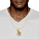 10k Yellow Gold + Cubic Zirconia Solid Shark Pendant // 2"