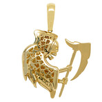10k Yellow Gold + Cubic Zirconia Angel of Death Reaper Solid Two-Tone Pendant // 2"