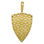 10k Yellow Gold Solid Double Axe Shield Pendant // 2" // Black