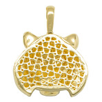 10k Yellow Gold + Ruby + Cubic Zirconia Solid Tiger Head Pendant // 2"