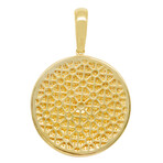 10k Yellow Gold + 10k White Gold Solid Round Armor Shield Pendant // 1.75"