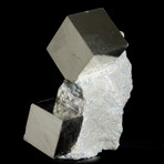 Double Cubic Pyrite Crystals on Mini-Matrix