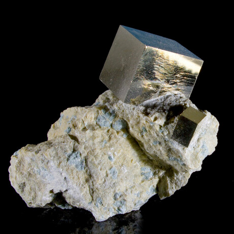 Double Cubic Pyrite Crystals on Mini-Matrix