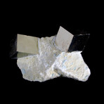 Double Cubic Pyrite Crystals on Mini-Matrix