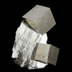 Double Cubic Pyrite Crystals on Mini-Matrix