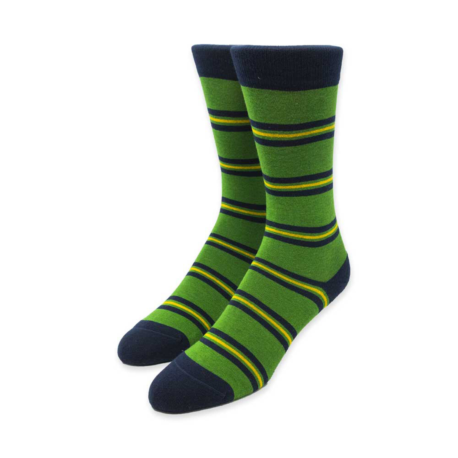 Green and Navy Stripe Socks / Beau Ties of Vermont