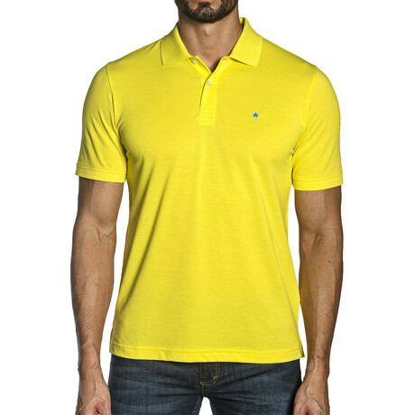 Short Sleeve Knit Polo Shirt // Yellow (S)