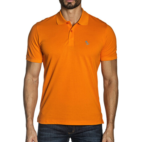 Short Sleeve Knit Polo Shirt V1 // Orange (S)