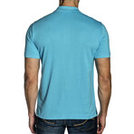 Short Sleeve Knit Polo Shirt // Turquoise (S)