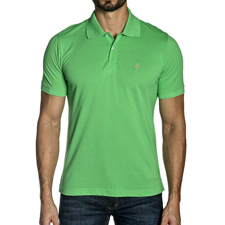 Short Sleeve Knit Polo Shirt // Green (S)