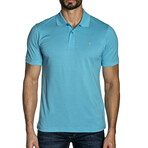 Short Sleeve Knit Polo Shirt // Turquoise (L)