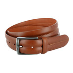 35mm Center Stitch Italian Leather  Belt // Tan (32)