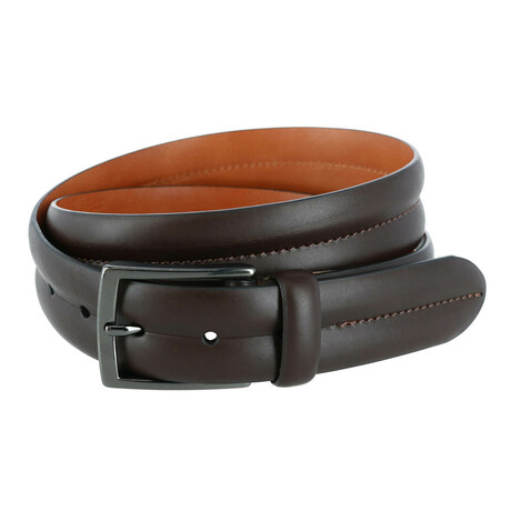 35mm Center Stitch Italian Leather  Belt // Brown (36)