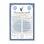 Corning International Corp. Bond Certificate $1,000 // Blue // 1980s