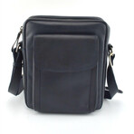 Leather Messenger Side Bag // Navy