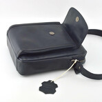 Leather Messenger Side Bag // Navy