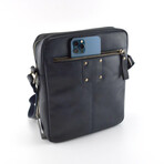 Leather Messenger Side Bag // Navy