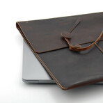 Leather Laptop Sleeve Vintage Style // 15" // Dark Brown