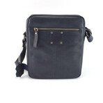 Leather Messenger Side Bag // Navy