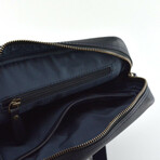 Leather Messenger Side Bag // Navy