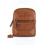 Designer Leather Small Backpack // Tan