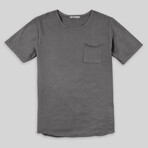 X Pocket Curved Hem T-Shirt // Gray (S)
