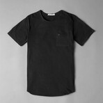 X Pocket Curved Hem T-Shirt // Washed Black (S)
