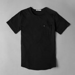 X Pocket Curved Hem T-Shirt // Black (S)