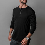 Long Sleeve Henley T-Shirt // Black (M)